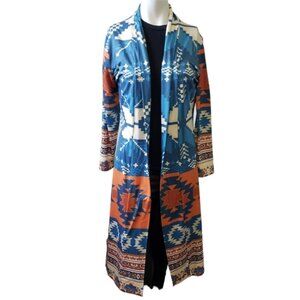Lily by Firmiana geometric aztec long sleeve long cardigan robe
